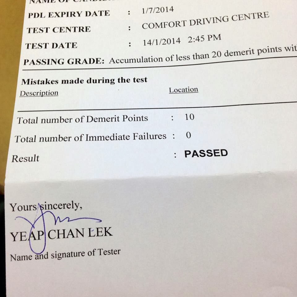 My driving test experience at CDC Ubi and some driving tips that I have learnt so far